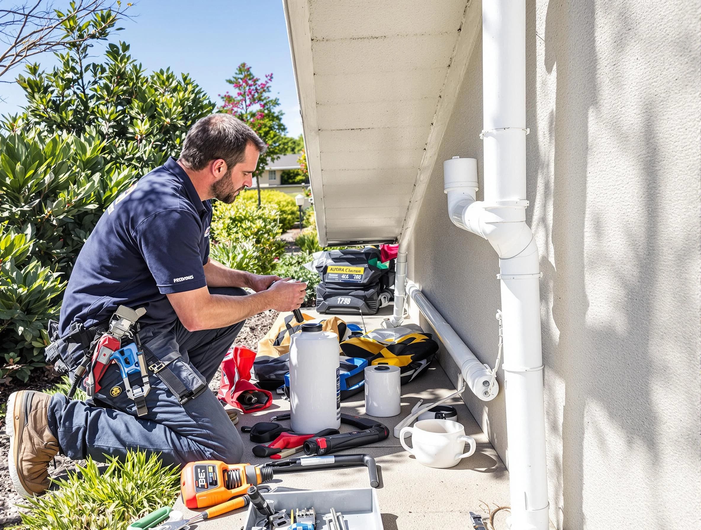 Wadsworth Roofing Company expert fixing a downspout in Wadsworth, OH