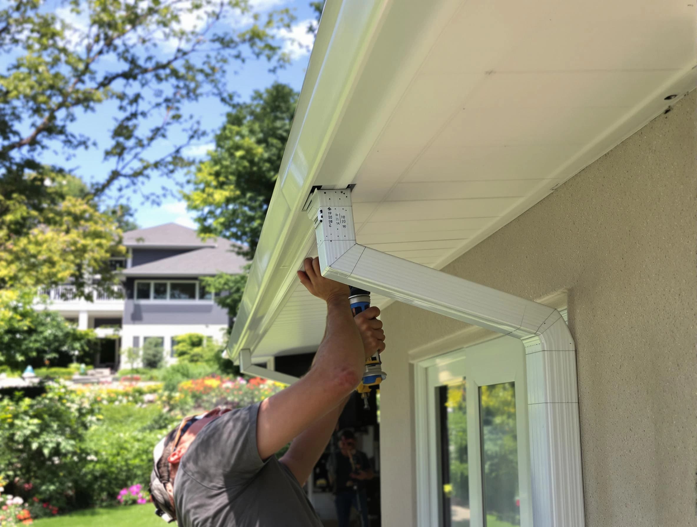 Wadsworth Roofing Company technicians performing gutter installation in Wadsworth, OH