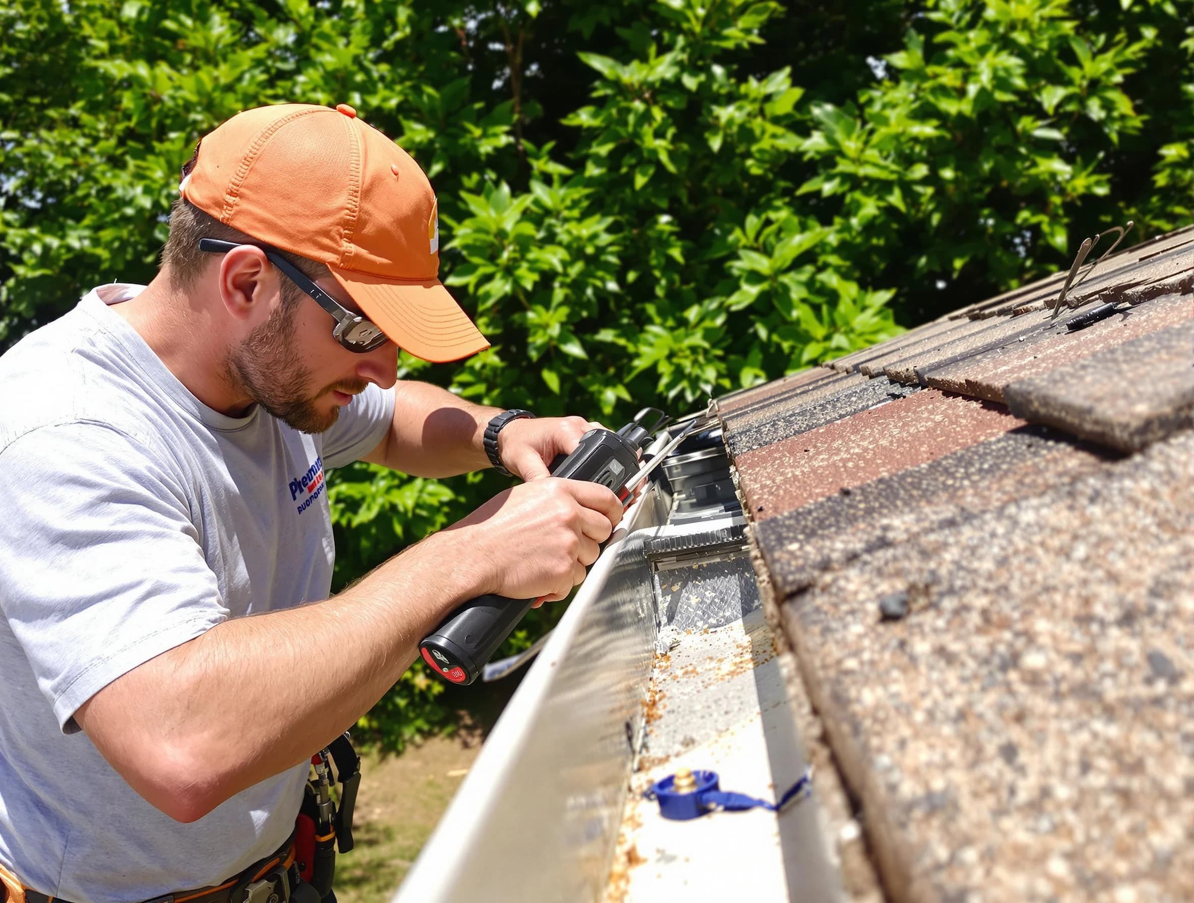 Wadsworth Roofing Company specialists conducting a gutter repair in Wadsworth, OH