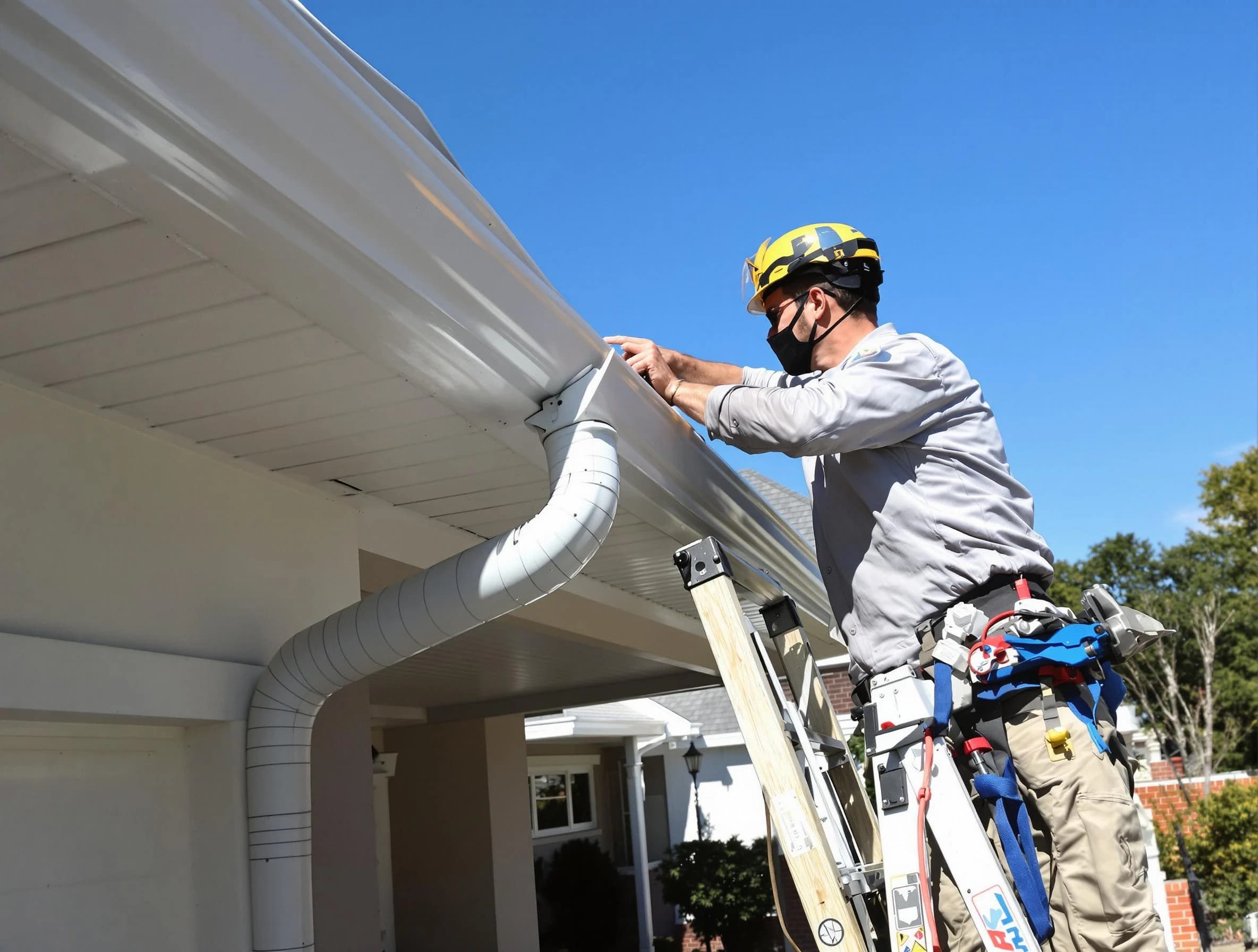 Close-up on a freshly sealed gutter joint by Wadsworth Roofing Company in Wadsworth, OH