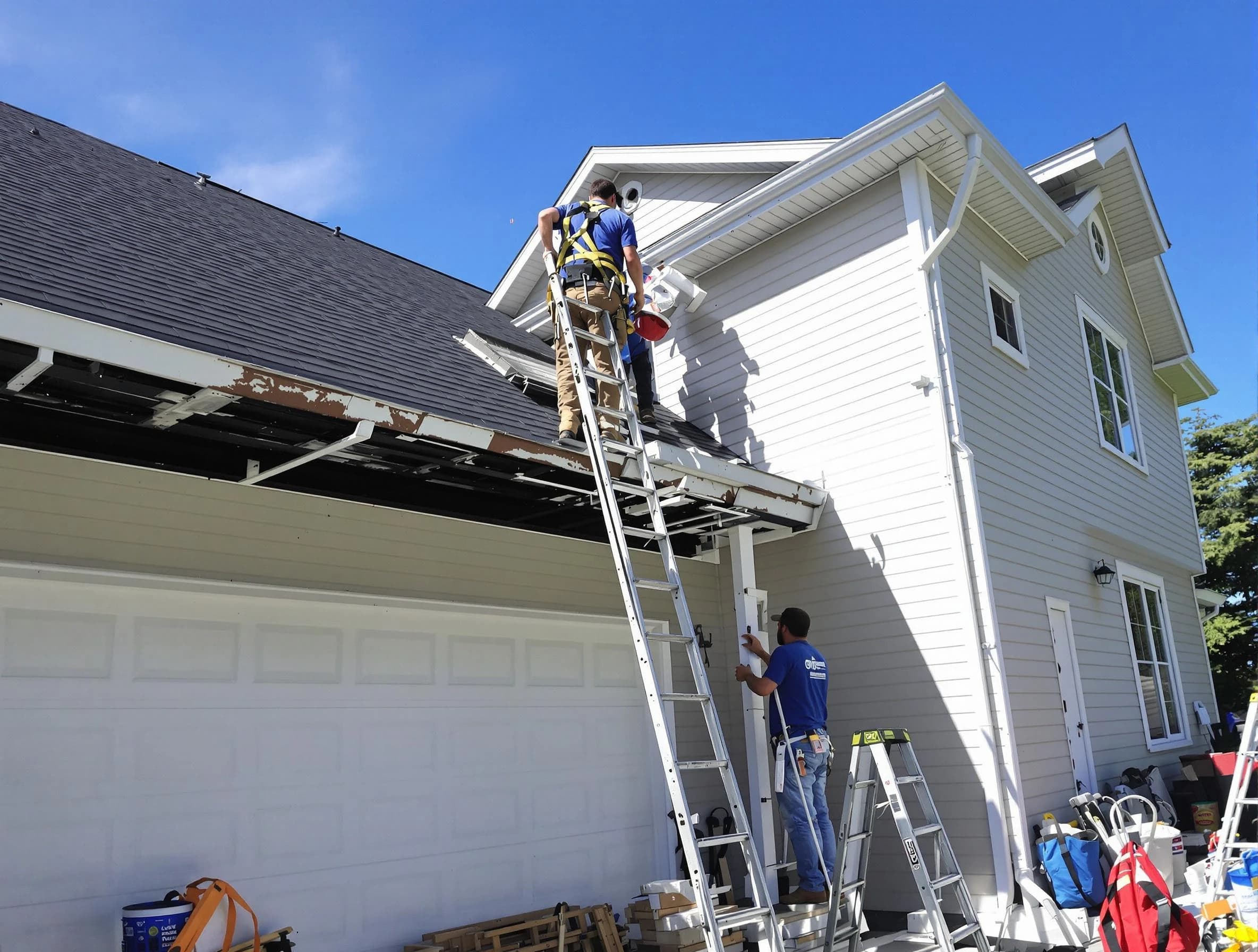 Newly replaced gutters by Wadsworth Roofing Company in Wadsworth, OH