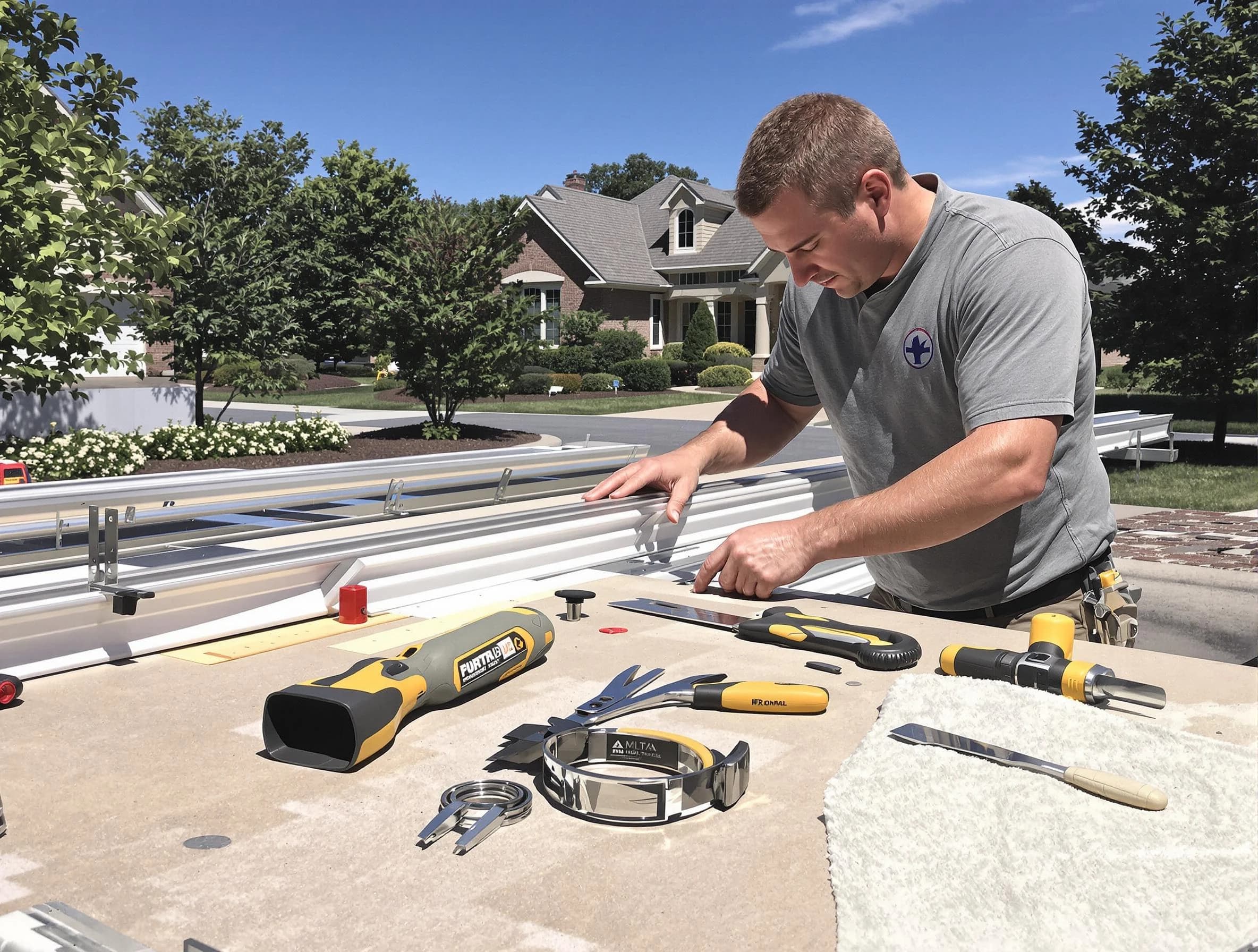 Freshly installed seamless gutter by Wadsworth Roofing Company in Wadsworth, OH